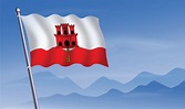 Gibraltar bandera con antecedentes de montañas y cielo 20712054 Vector ...