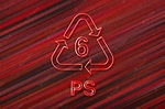 Premium Photo | Ps, plastic recycling symbol ps 6, red background