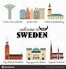 Swedish travel cartoon vector landmark, flat buildings, City Hall of ...