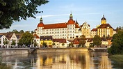 Germany Bavaria Munich Neuburg an der Donau Castle and Danube river ...