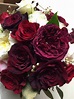 Burgundy English garden roses and gilded lily of the valley. | Rose ...