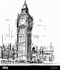 Sketch de dibujos animados de Big Ben Torre del Reloj en Londres ...