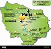 map of ile-de-france as an overview map in green Stock Vector Image ...