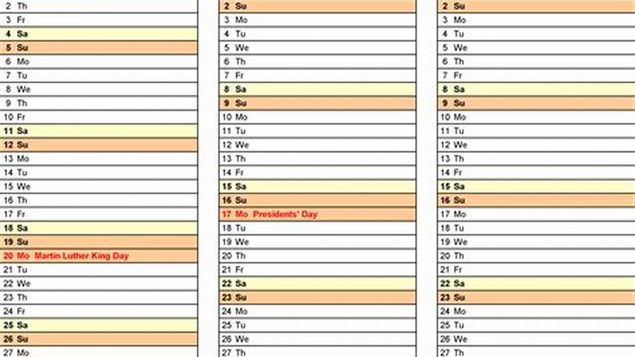 1 Page, Landscape Orientation (Horizontal) Days Aligned Horizontally (Days Of The Week In The Same Column) Months Stacked Above Each Other;, 2024