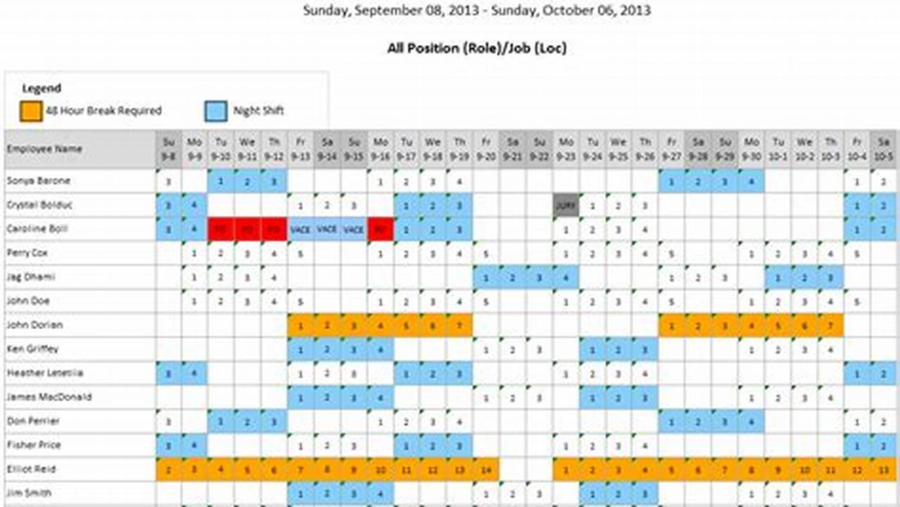 12 Hour Rotating Shift Calendar