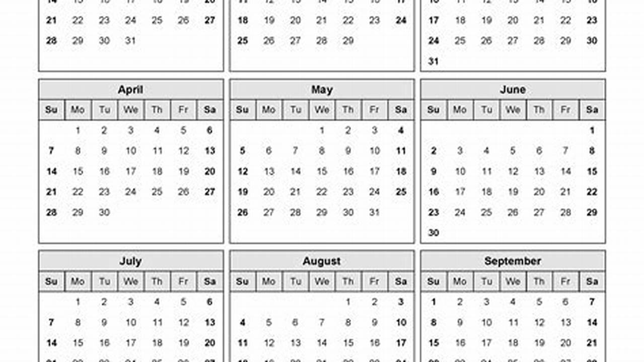 12 Month Calendar 2024 Template., 2024