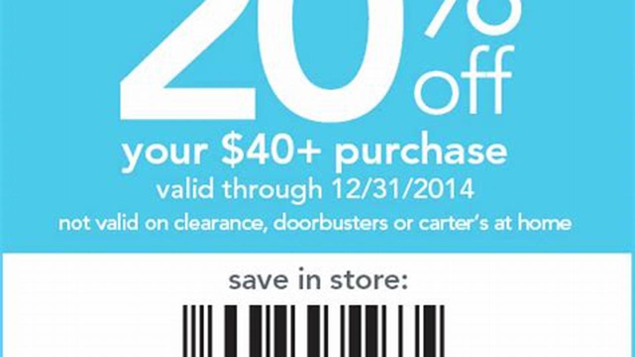 20 Percent Off Carters Coupon