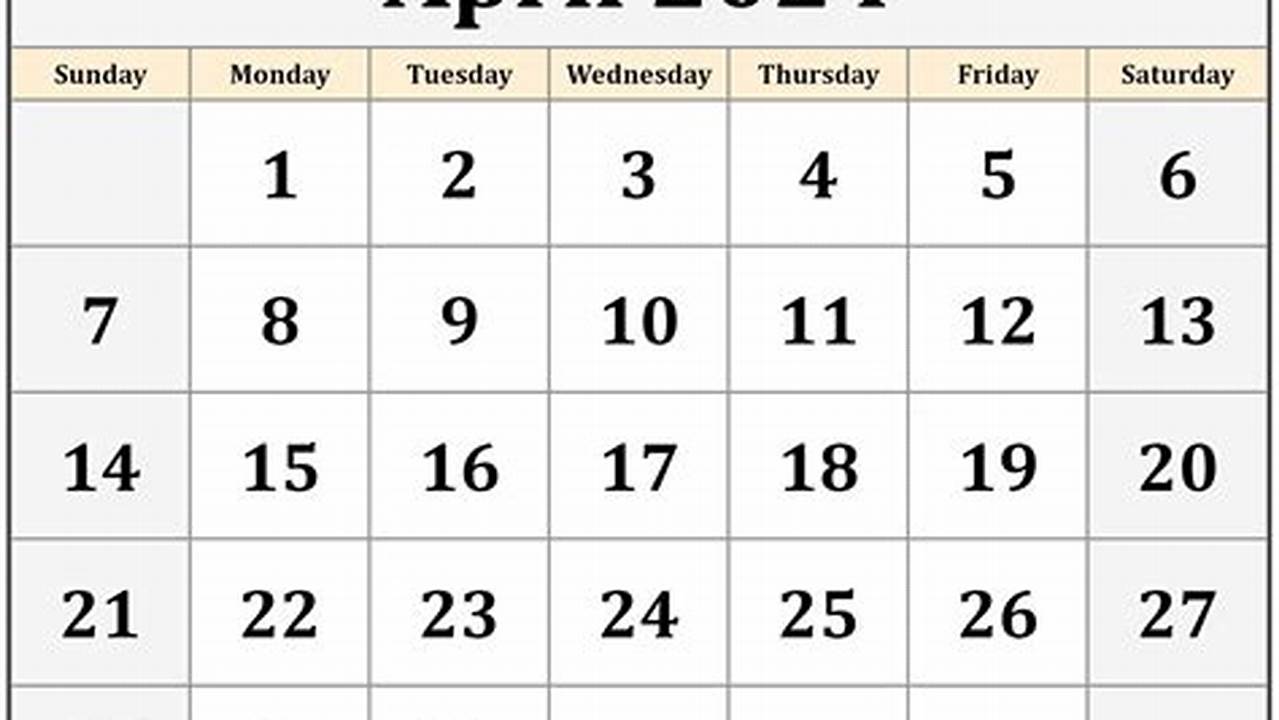 2024 April Calendar Printable Free Word Monthly