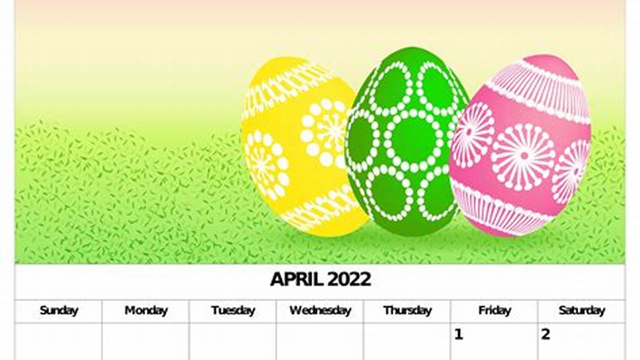 2024 April Calendar With Easter Eggs 2024