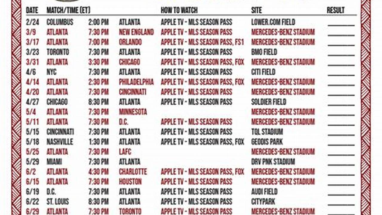 2024 Atlanta United Schedule Football