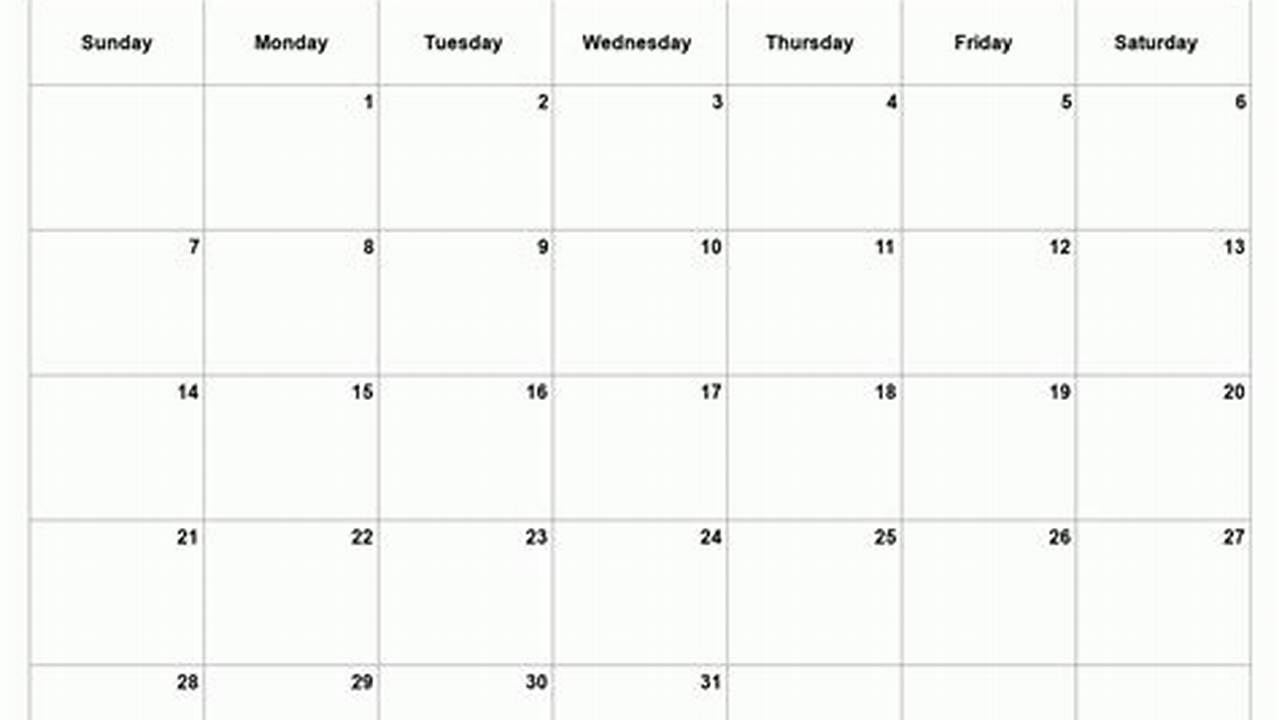 2024 Blank Calendar January Clip Art 2021