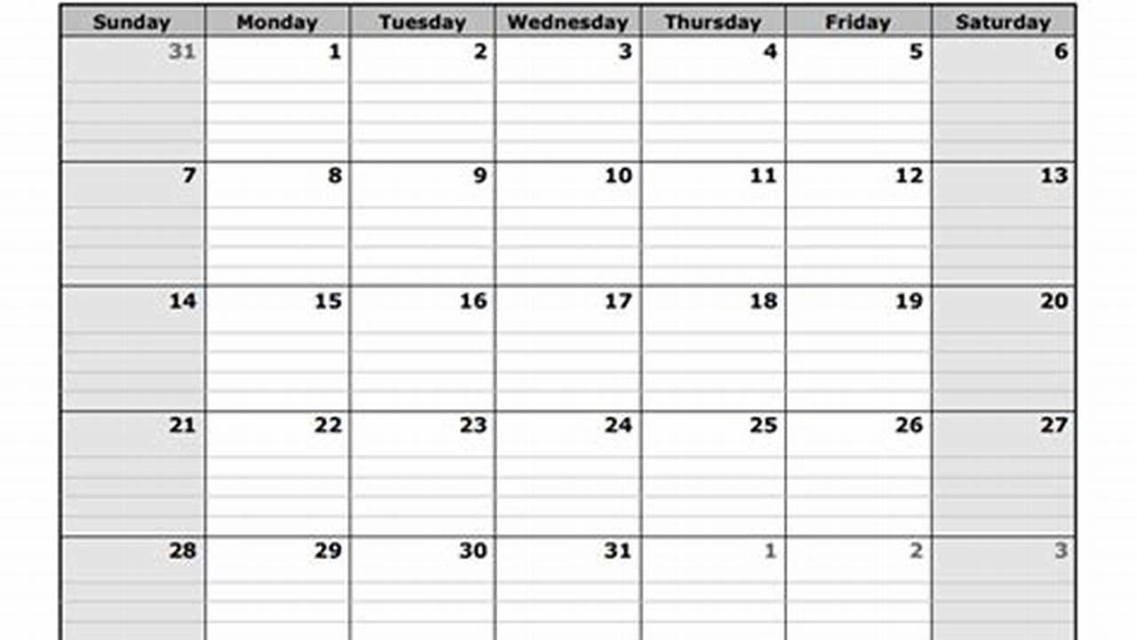 2024 Blank Calendar Template Word Gratis Download