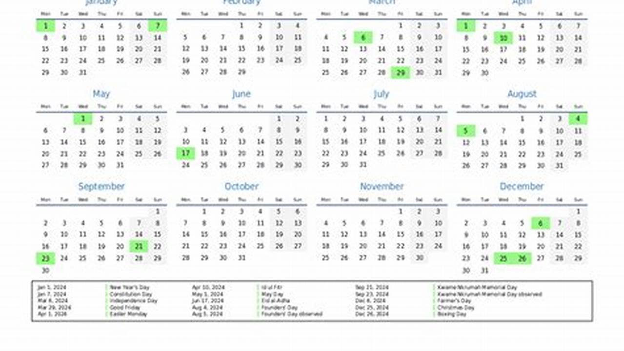 2024 Calendar And Holidays In Ghana