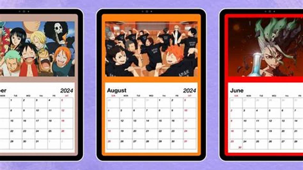 2024 Calendar Anime Colorful Texture