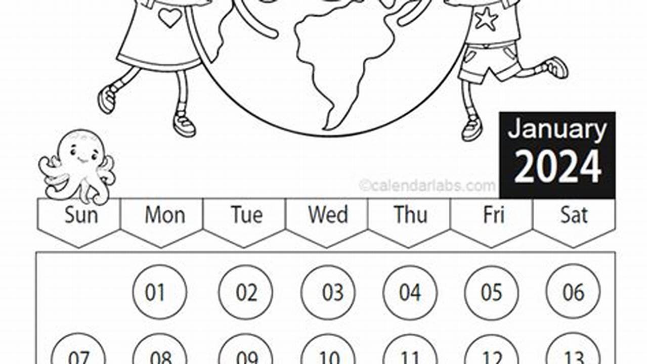 2024 Calendar Anime Printable Coloring Pictures