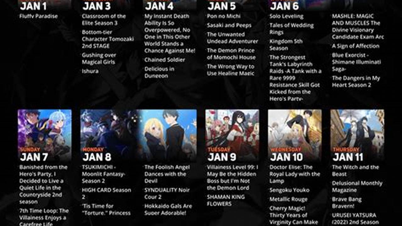 2024 Calendar Anime Season 2020 Release Date