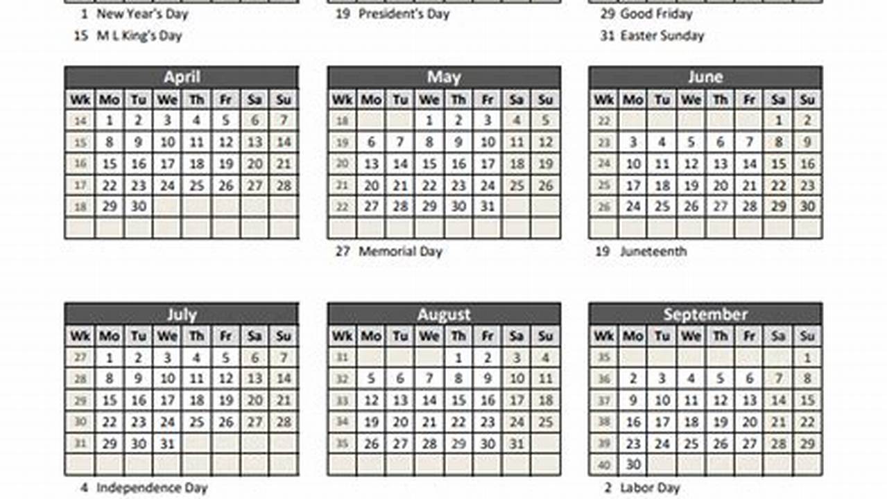 2024 Calendar Excel One Page Blank Form