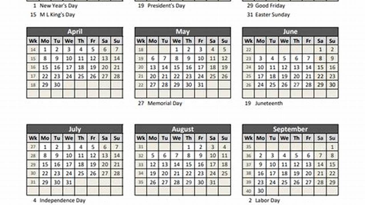 2024 Calendar Excel Sheet Without Notes