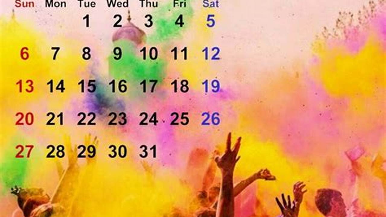 2024 Calendar March Month Holi