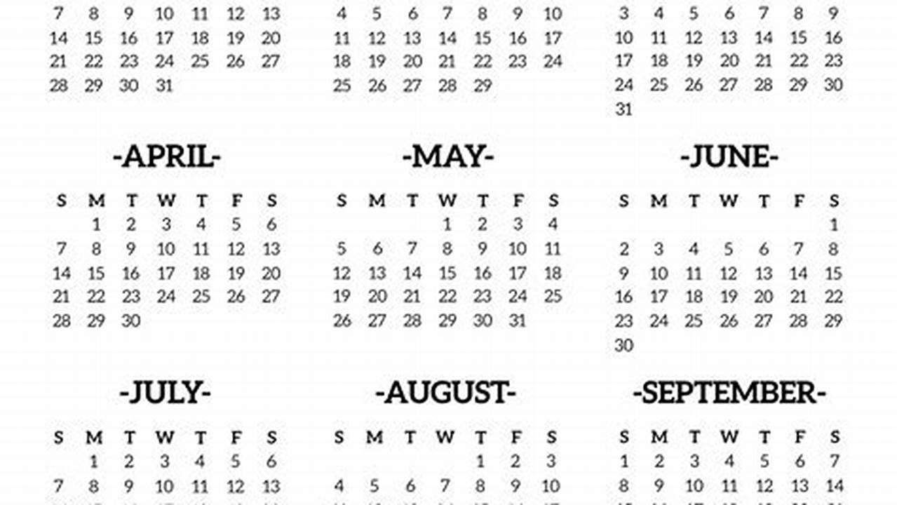 2024 Calendar On One Page Printable
