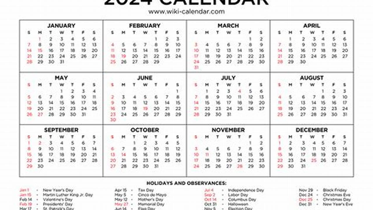 2024 Calendar Printable Pdf Wiki