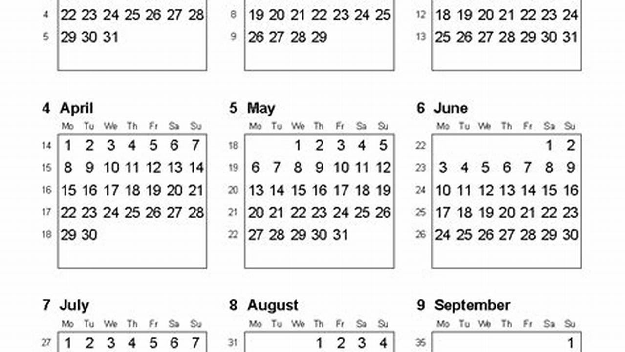 2024 Calendar Printable With Week Numbers Templates