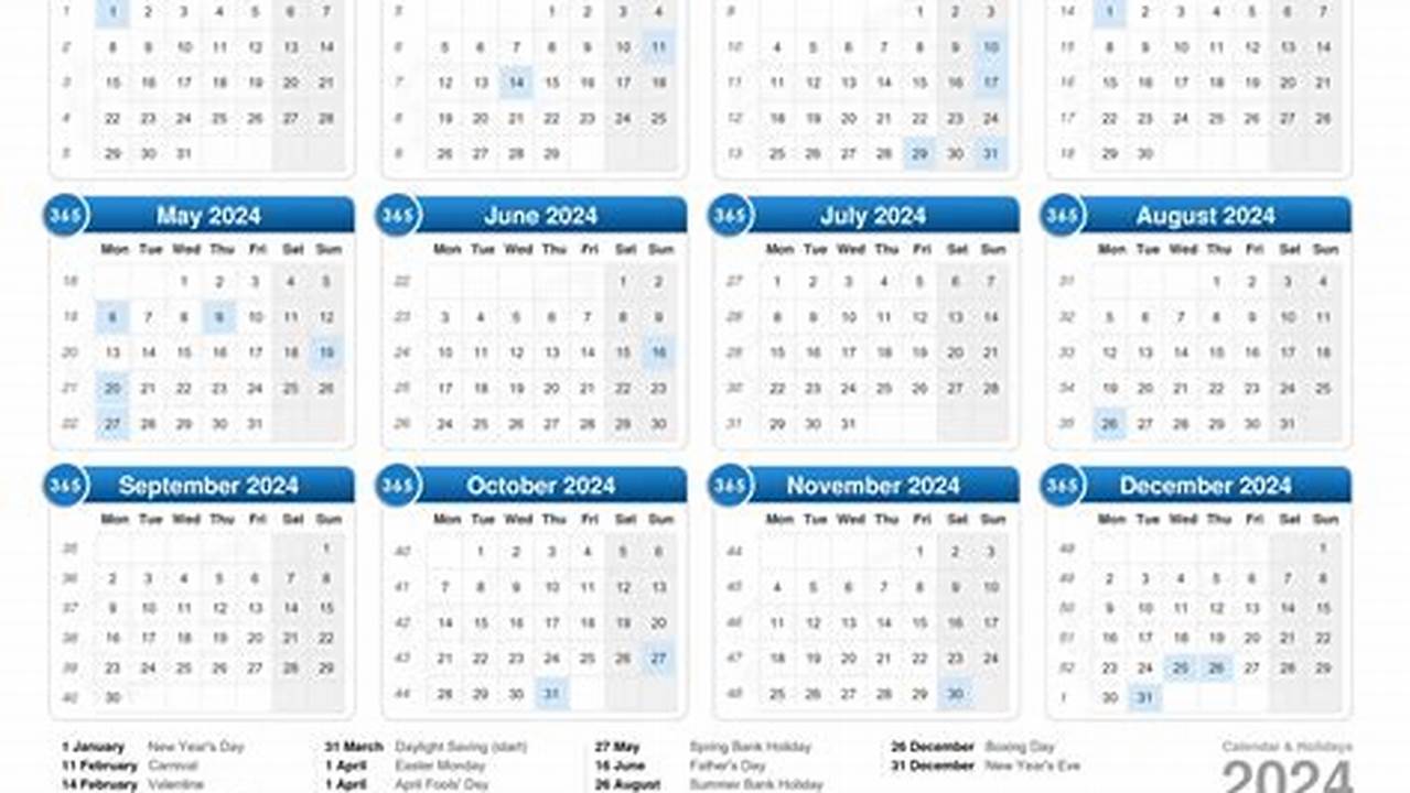 2024 Calendar Uk With Week Numbers