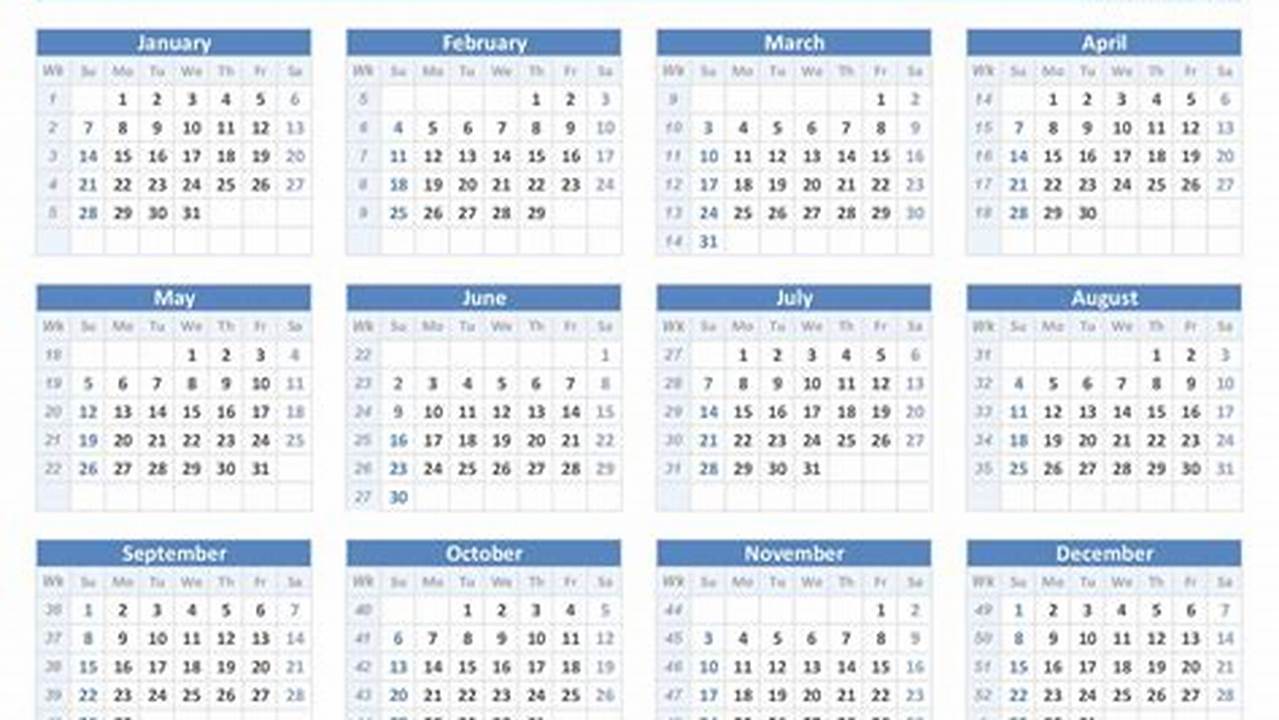 2024 Calendar With Calendar Weeks Numbered List
