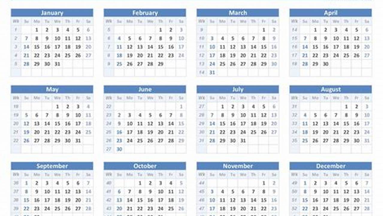 2024 Calendar With Calendar Weeks Printable Coloring