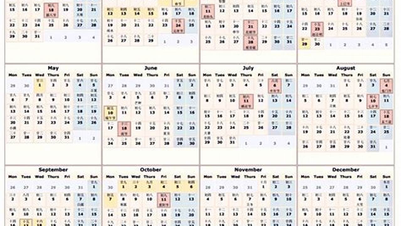 2024 Calendar With Chinese Dates