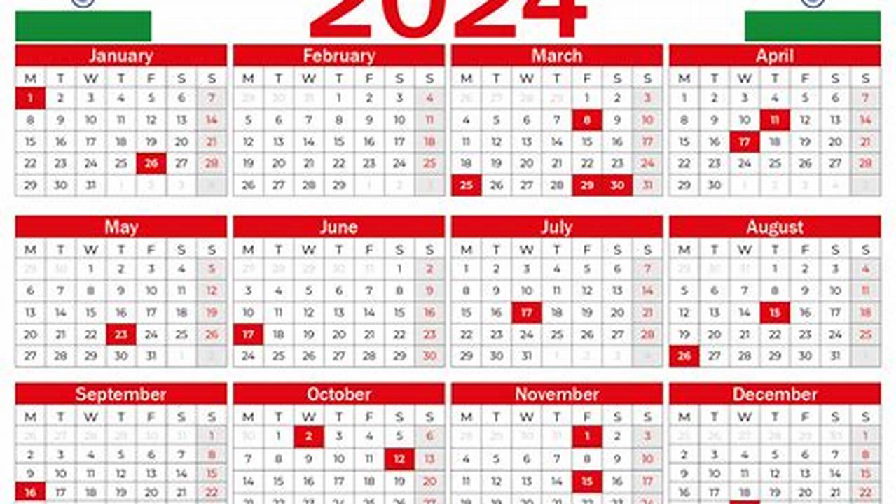 2024 Calendar With Holidays Printable India