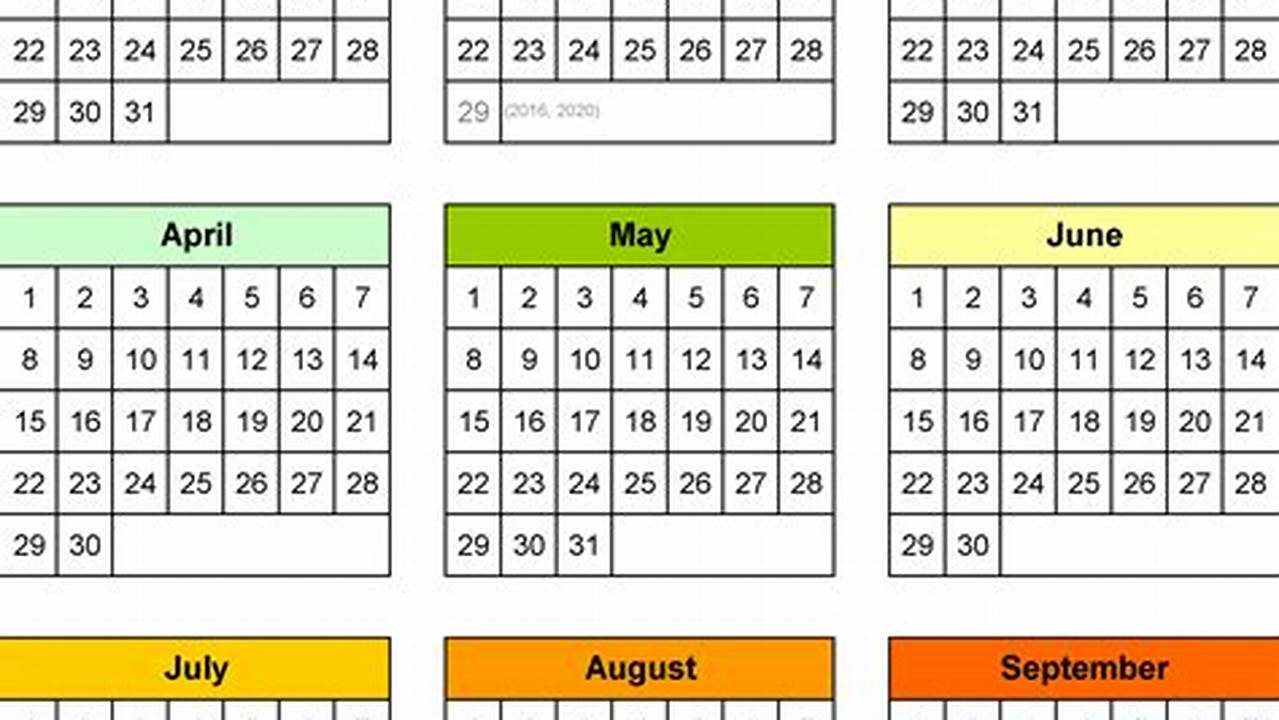 2024 Calendar Year At A Glance Excel Calendar