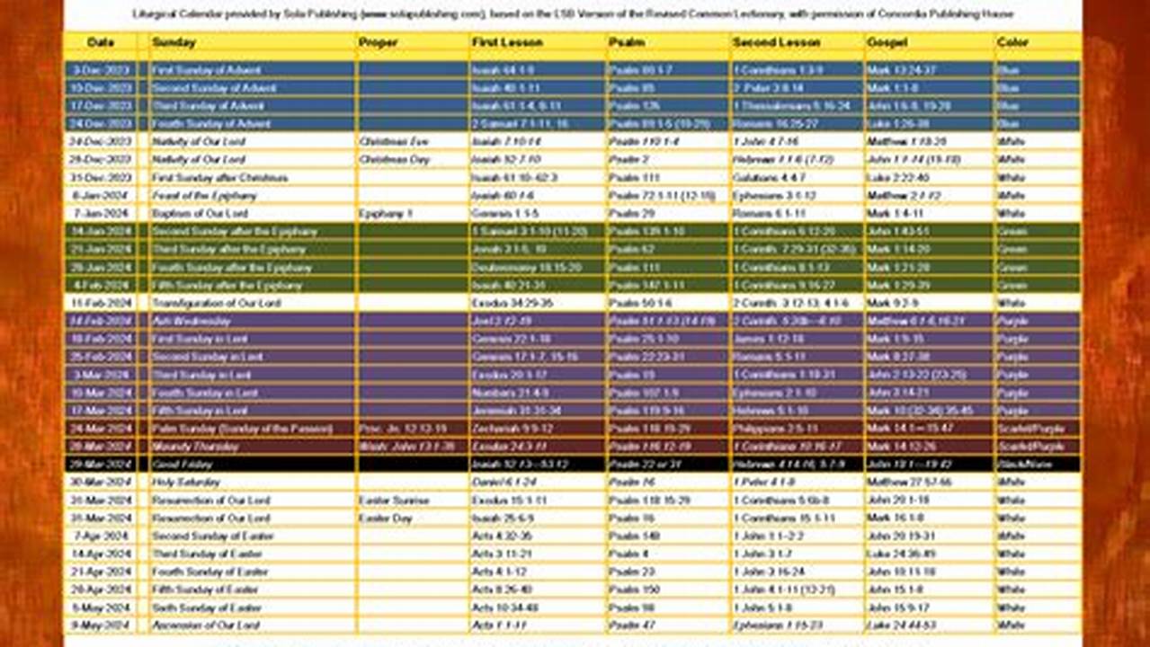 2024 Church Calendar Year