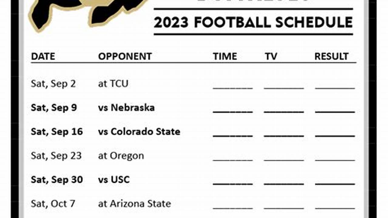 2024 Colorado Buffaloes Football Schedule Printable
