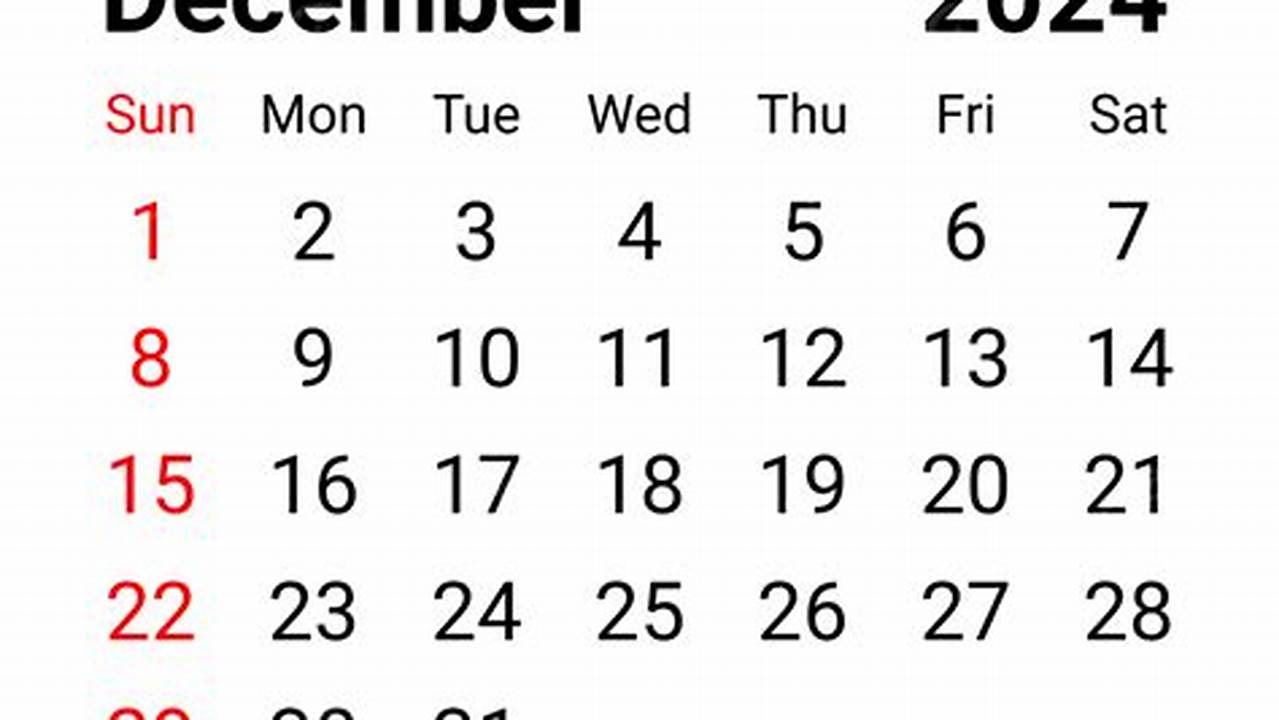 2024 December Calendar Png Transparent Meaning