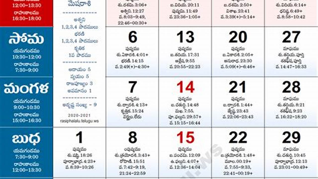 2024 December Calendar Telugu Calendar Printable