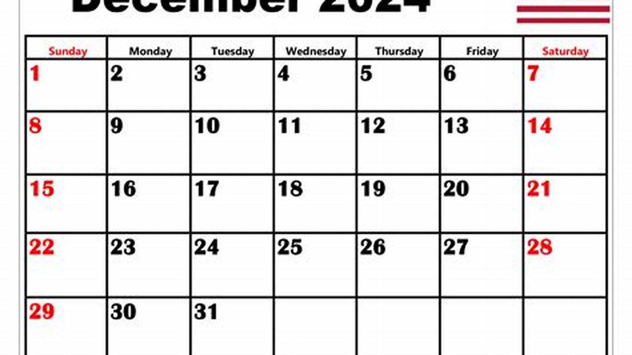 2024 December Calendar With Holidays Printable Free Template