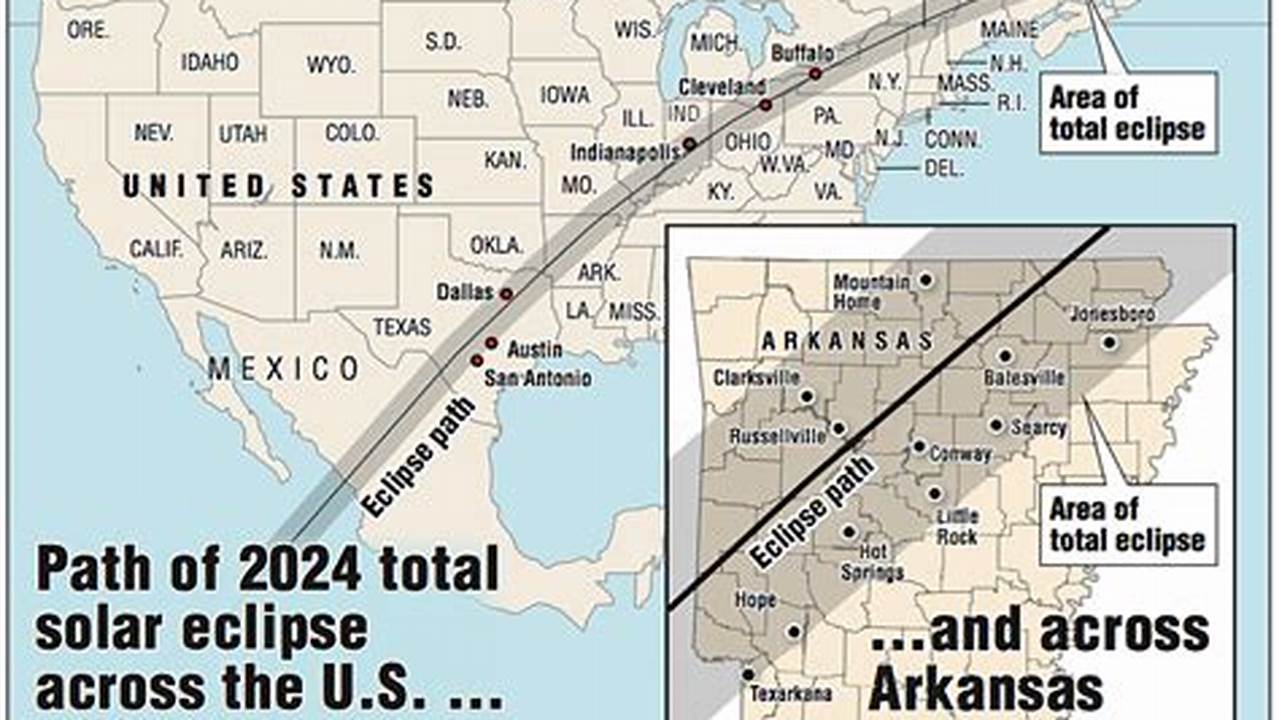2024 Eclipse Information For Cities In Arkansas., 2024