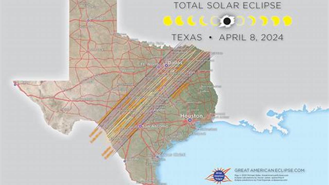 2024 Eclipse Path Texas Map Edee Bettine