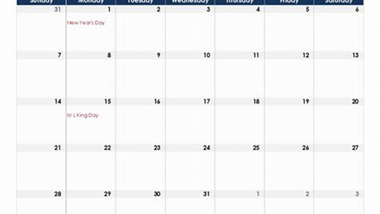 2024 Excel Monthly Calendar Template Free Template