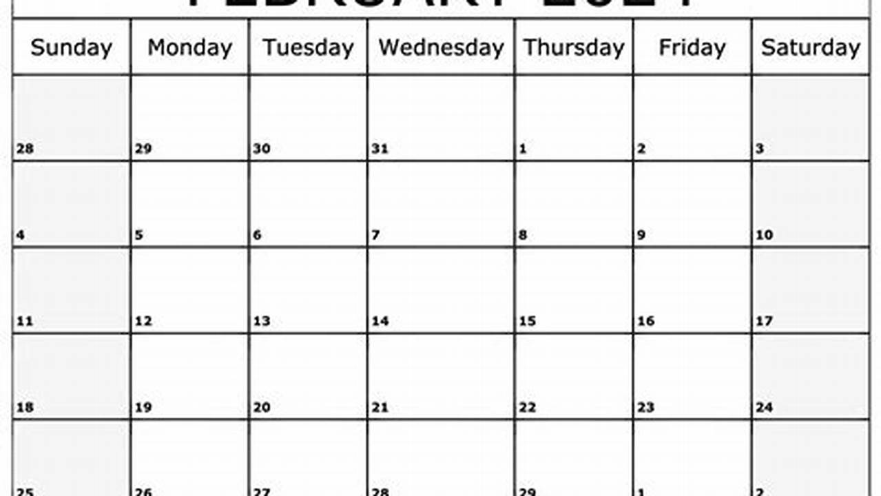 2024 February Blank Calendar Printable Free Full Page
