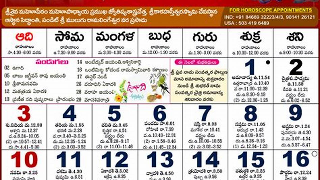 2024 February Calendar Telugu Panchangam