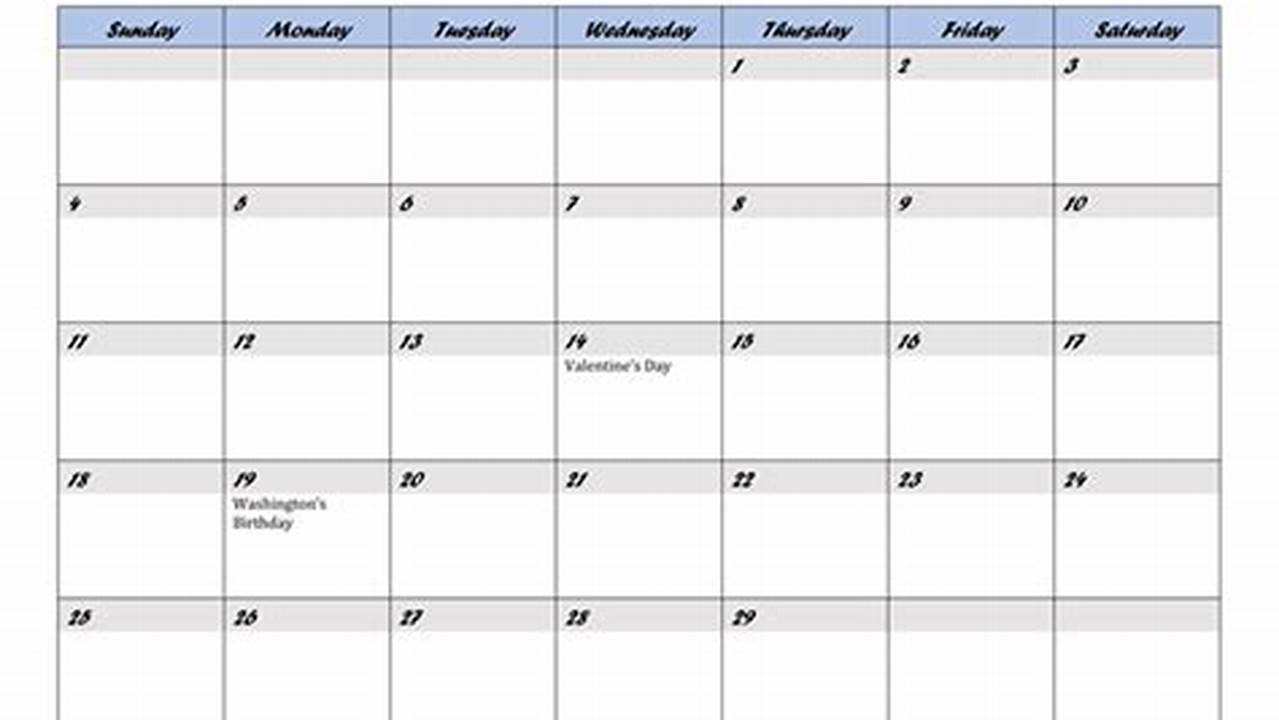 2024 February Calendar With National Holidays Downloadhub