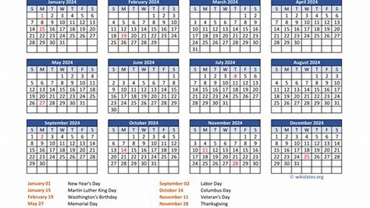 2024 Free Calendar Printable Pdf With Holidays Today 2021