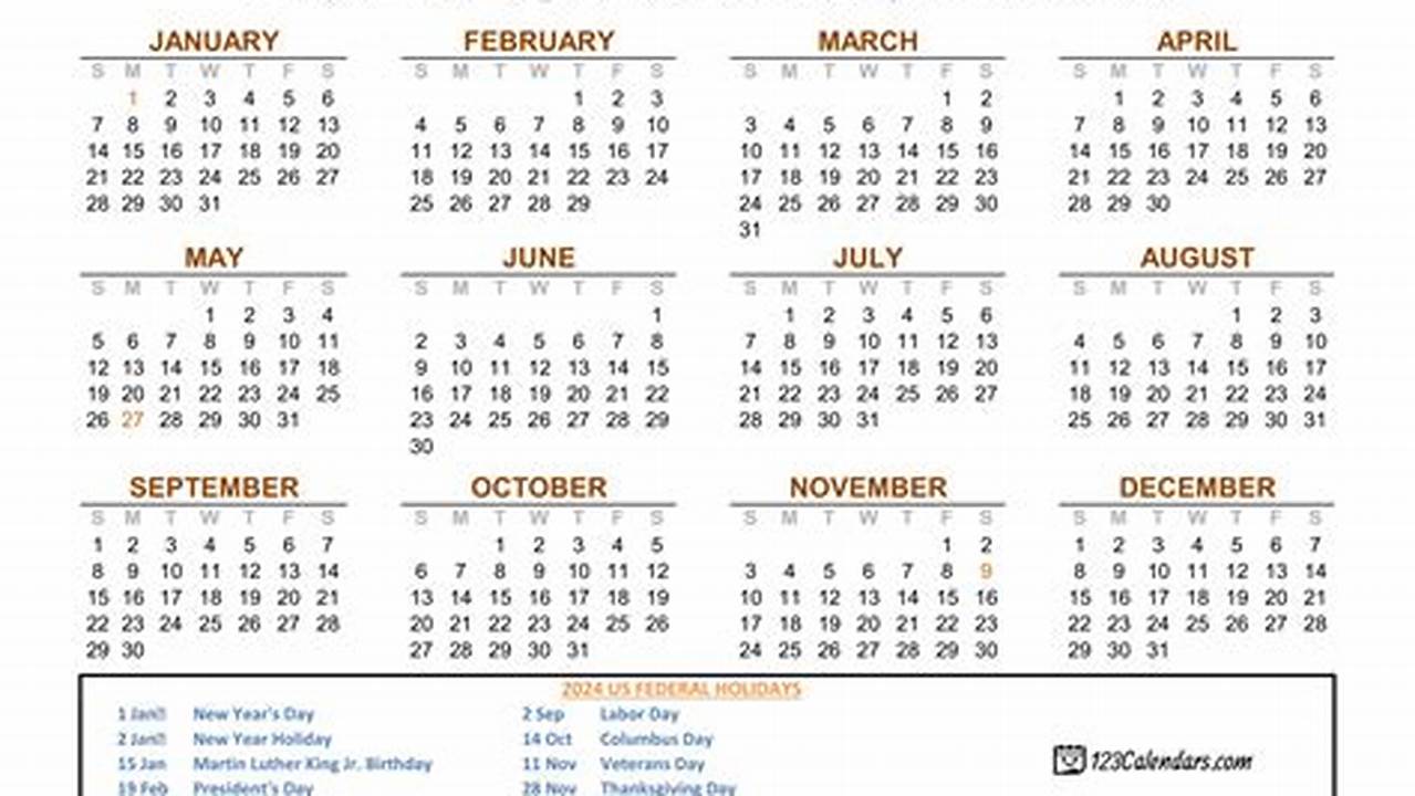 2024 Free Yearly Calendars