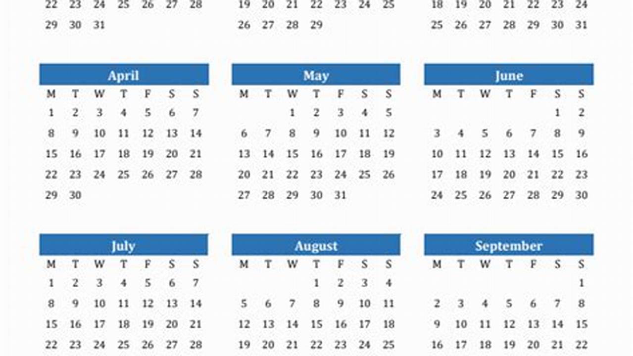 2024 Full Calendar Monday Start Date And