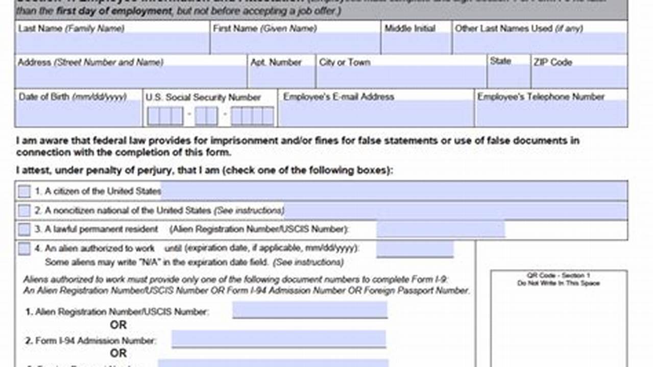 2024 I-9 Form Fillable