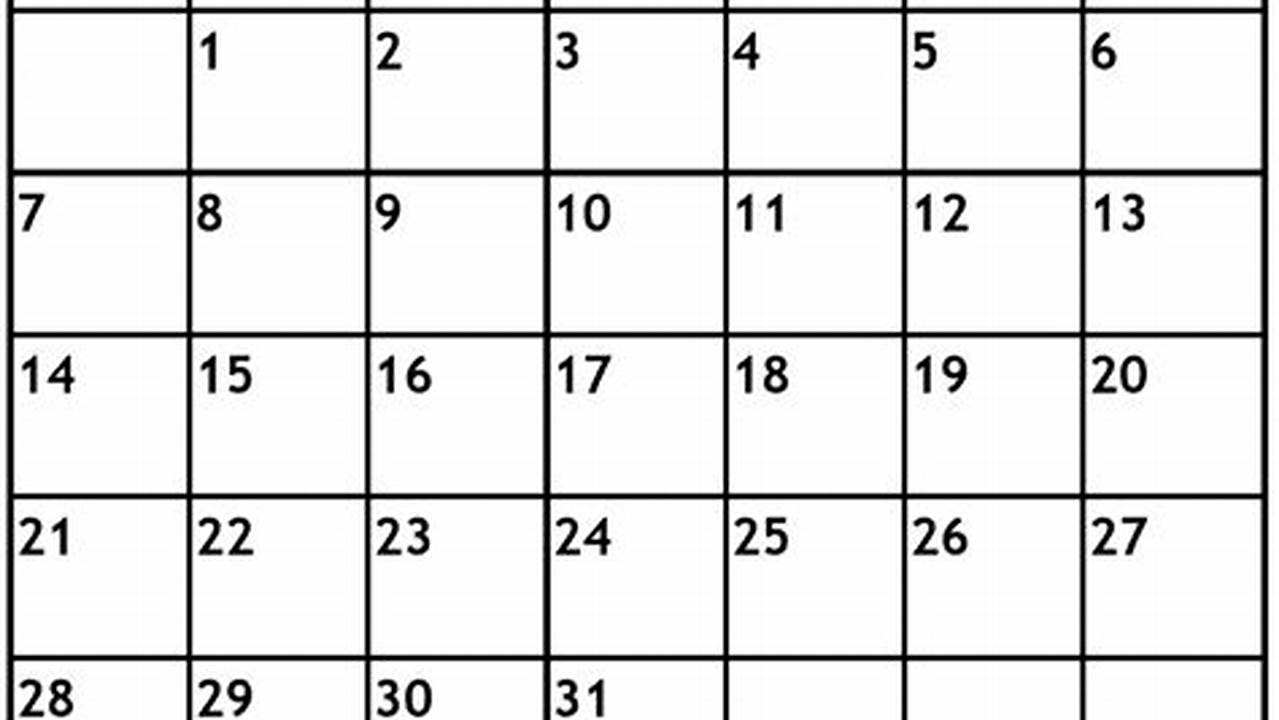 2024 January Calendar Excel Cell Size
