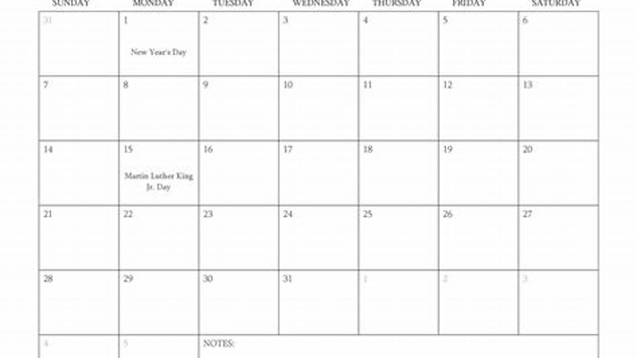 2024 January Calendar Excel Sheet Download