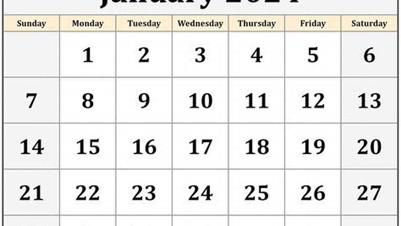 2024 January Calendar Page Print